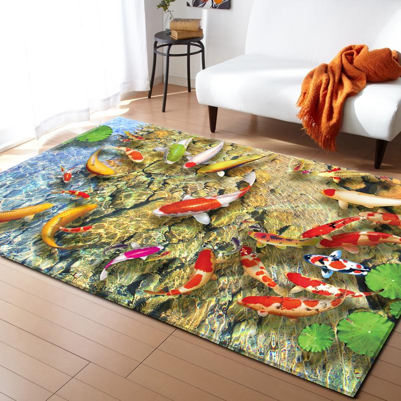 Cedar Deer Living Room Area Rug Beach Ocean 3D Carpet for Boys Girls Bedroom Rug Soft Play Floor Mat Anti-Slip Bathroom Mat