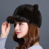 New Mink Hat Women's Cute Cat's ears (Steamed cat-ear shaped bread) Mink Leather Hat Winter Warm Fur  Hat