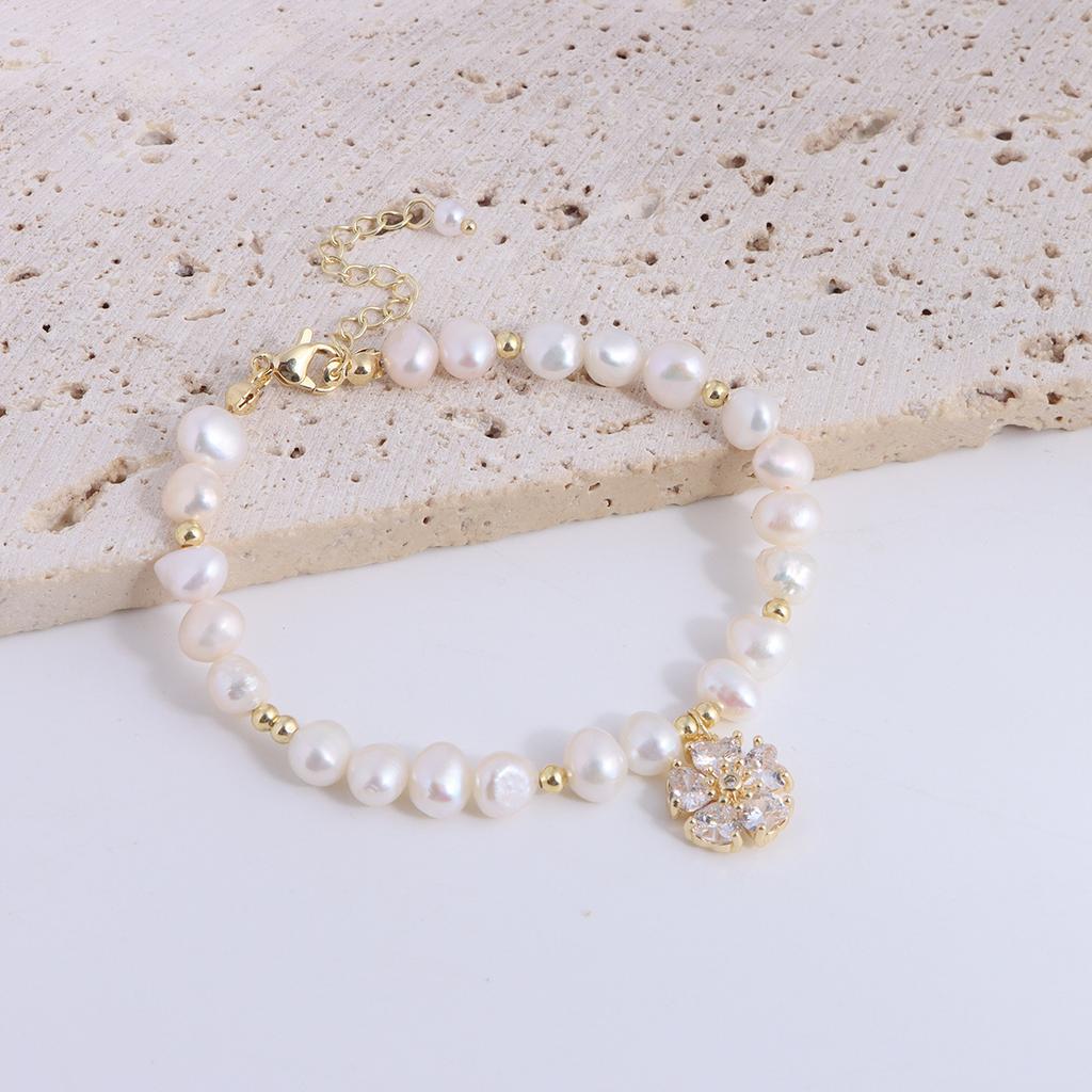 Natural Freshwater Pearl Bracelet Fu Character Smiley Face Shell Bow Pendant Bracelet Girlfriend Beaded Bracelet