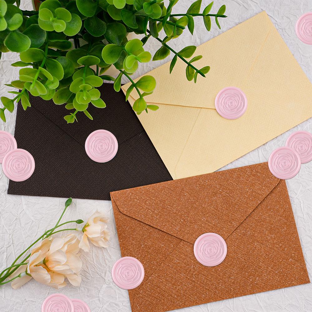 25pcs Peony Wax Seal Stickers - Pink Wedding Invitation Envelope Botanical Seal Stickers, Self- Adhesive Antique Gold Stickers,