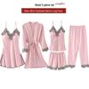 Ensemble Pyjama Satiné à Bretelles Fines - Ensemble 5 Pièces Vêtements d'Intérieur pour Femme Printemps/Été