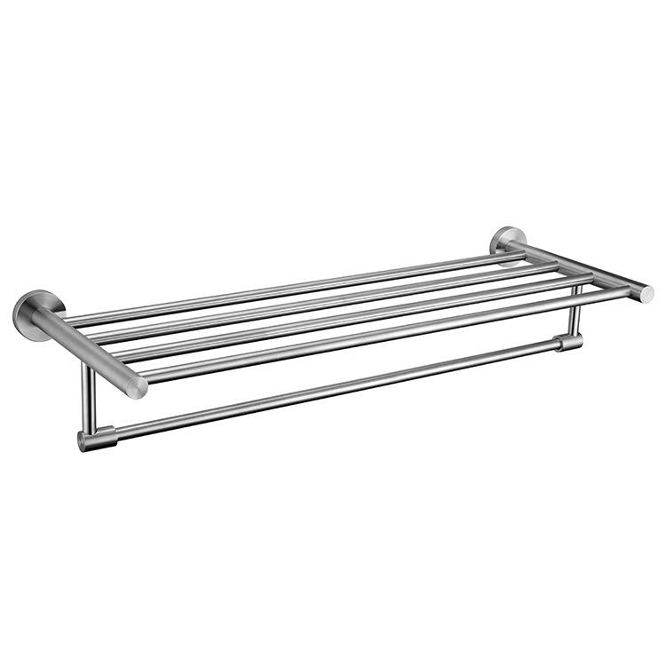 60 Series Model 304 Stainless Steel Wall-Mounted Towel Rack with Mirror Finish & Towel Ring