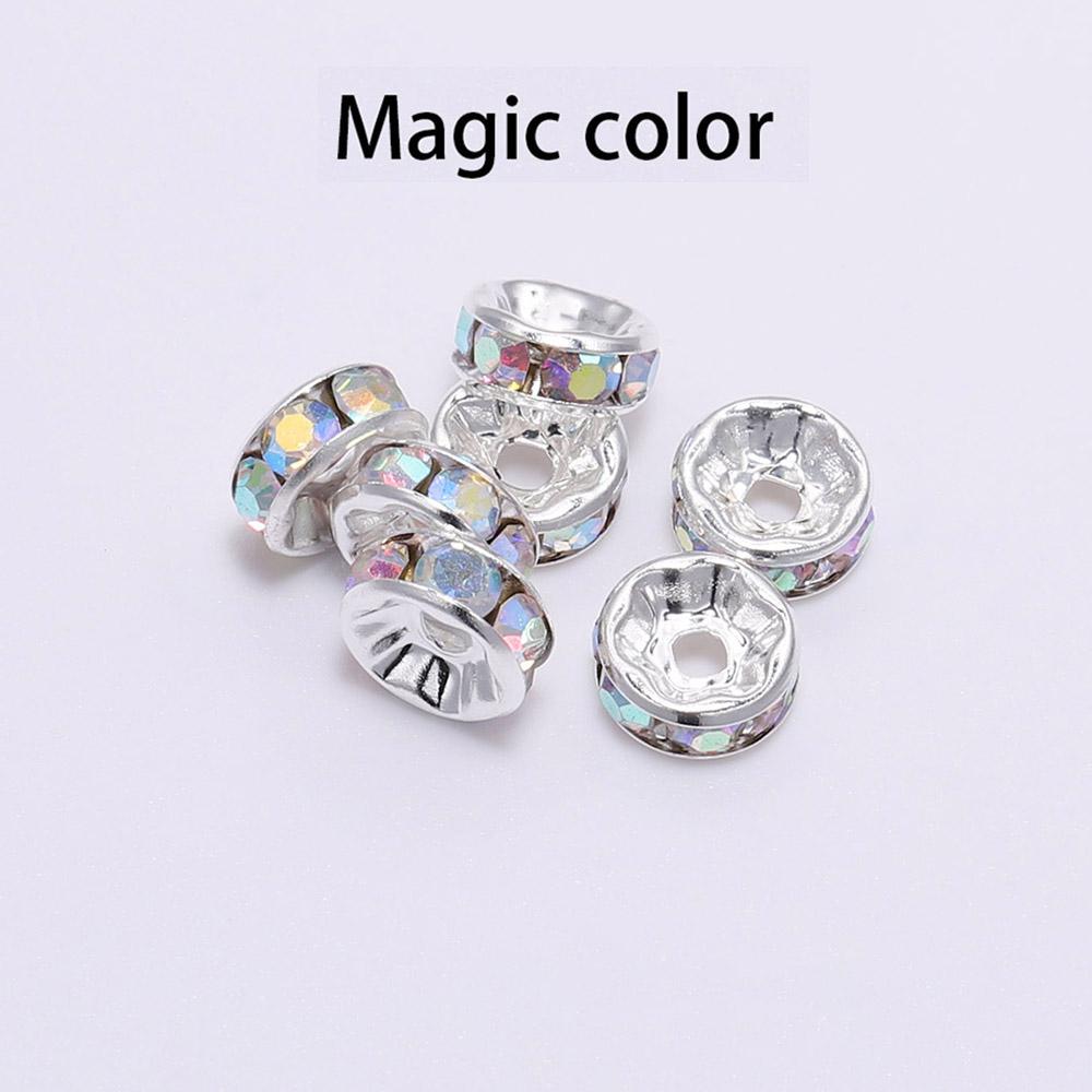 100Pcs 4 6 8 10mm Rhinestone Crystal Rondelles Bead Gold Color Loose Spacer Beads For DIY Jewelry Making Accessories