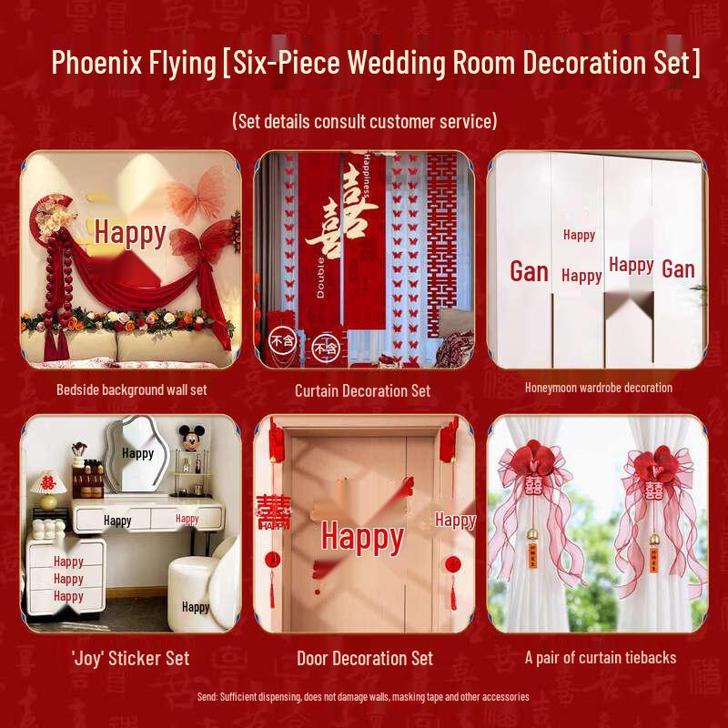 Handun Phoenixes Flying Wedding Bedside Decor Set