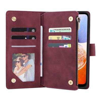 For Samsung Galaxy A55 5G Case Multiple Card Slots Zipper Leather Wallet Cover