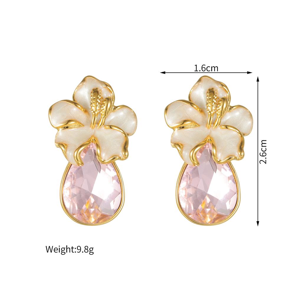Atoztide New Fashion Shiny Zircon Earring for Women Stainless Steel Trendy Gold Color Statement Stone Stud Earring Jewelry Gift