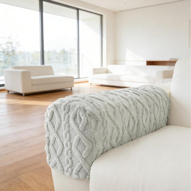 Luxurious Plush Sofa Arm Cover For Comfort And Warmth Furniture Protector Machine Washable Fuzzy Armrest Slipcover