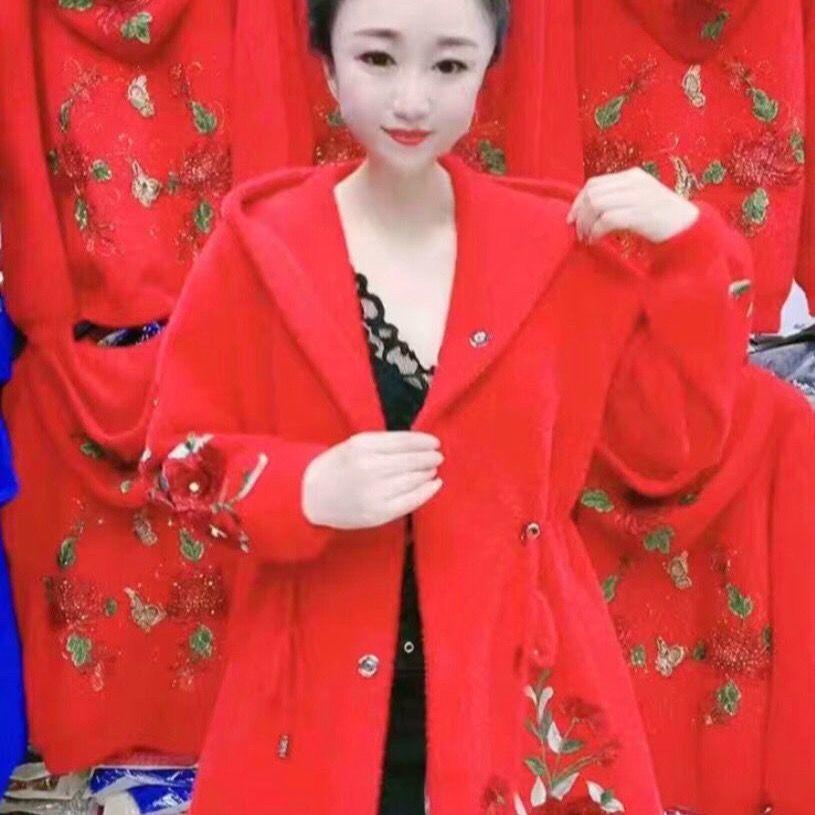 

Женская зимняя куртка из искусственной норки, женская куртка средней длины с капюшоном, свободное пальто большого размера 5XL