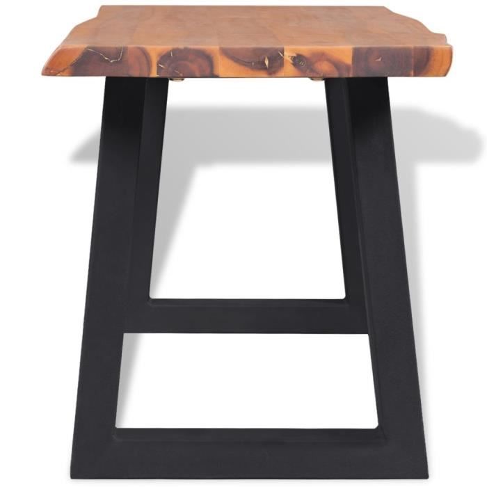 Banc en acacia - Marron / noir - 145 x 40 x 45 cm