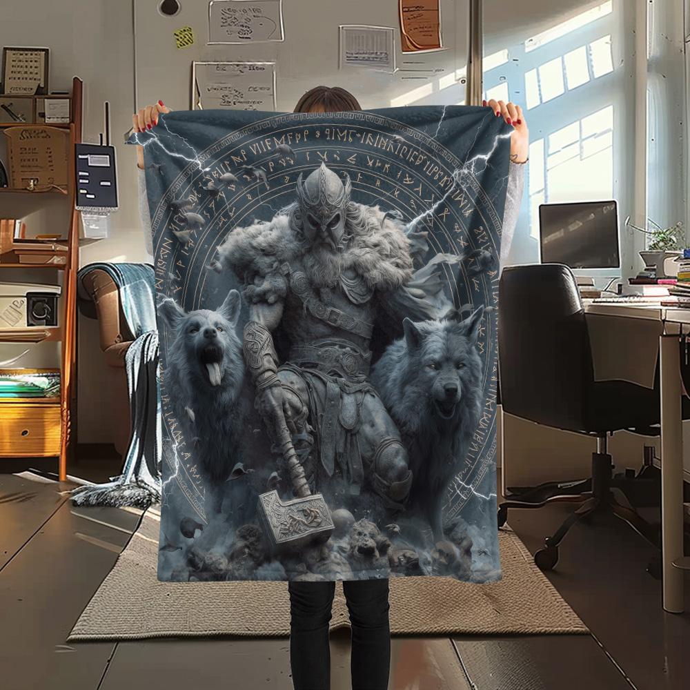 Viking Warrior  Print Flannel Blanket, High quality Comfortable for All Seasons, Home Decor, Warmth and Comfort