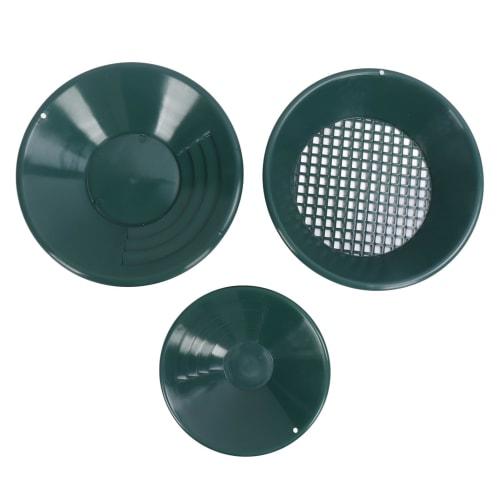 Gold Panning Kit, 3 Gold Pans for Gold Panning, Includes Small Pan, Medium Pan, and Mesh Sieve Pan, Gold Washing Pan Kit, Round Gold Dredge Prospectin