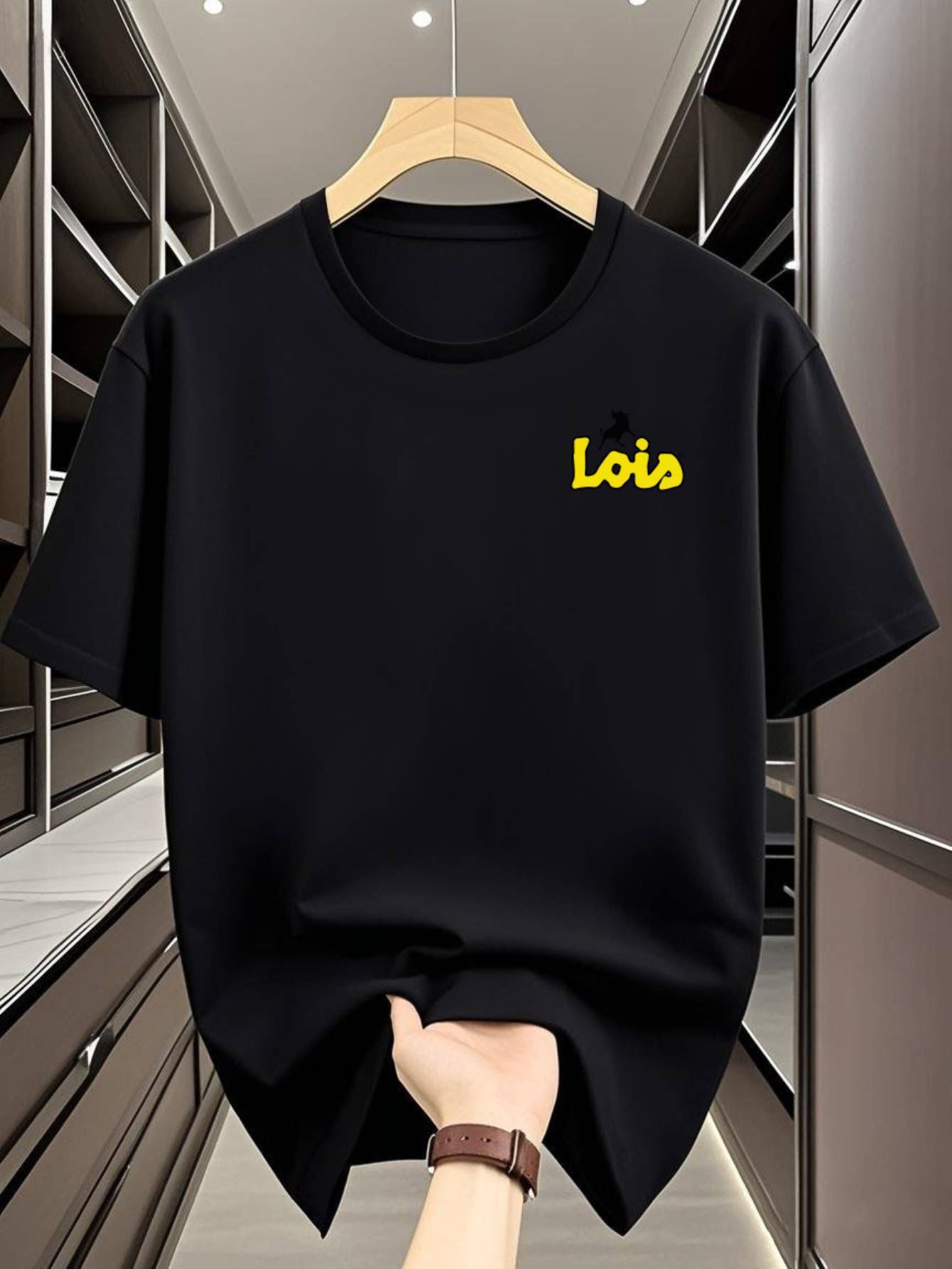 & WoOversized Graphic T-shirt - Soft Breathable Quick-Dry Summer Tee with Bold Yellow LOIS Print XXXL
