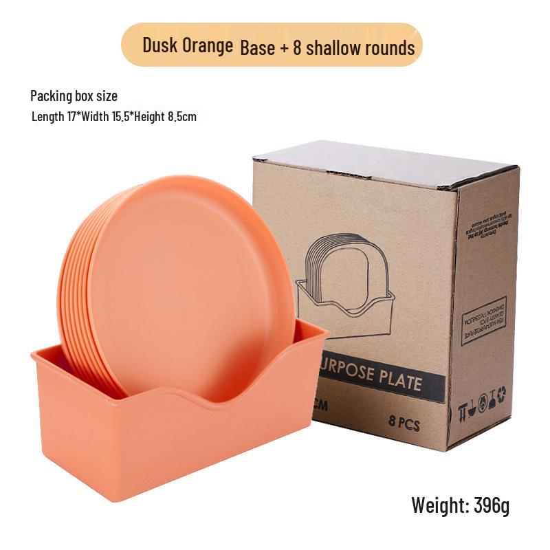 Pastellfarbenes Macaron-Tischgeschirr-Set: Plastikobst, Knochenplatten, Aufbewahrungsteller.