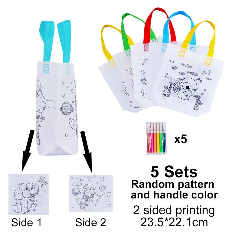 DIY Graffiti Bags Coloring Marker Painting Non-Woven Gift Bags For Kids Birthday Party Favor Piñata Filler Party Supplies