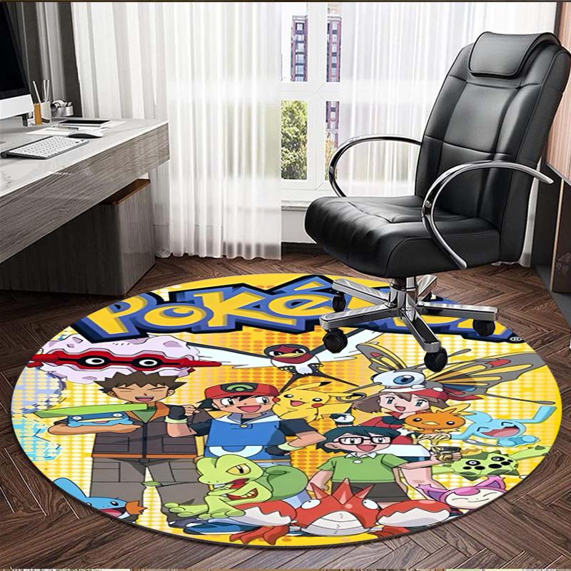 Pokemon Print Round Rug, Washable Floor Carpet, For Entryway Dorm Laundry Room Office Study, Home Decor Birthday Christmas Gift