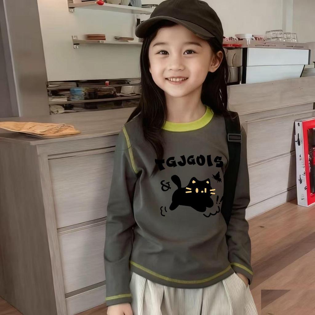 Herbst & Winter Mädchen Cartoon Baumwolle Langarm T-Shirt - 2025 Neue Mode Rundhals Oberteil