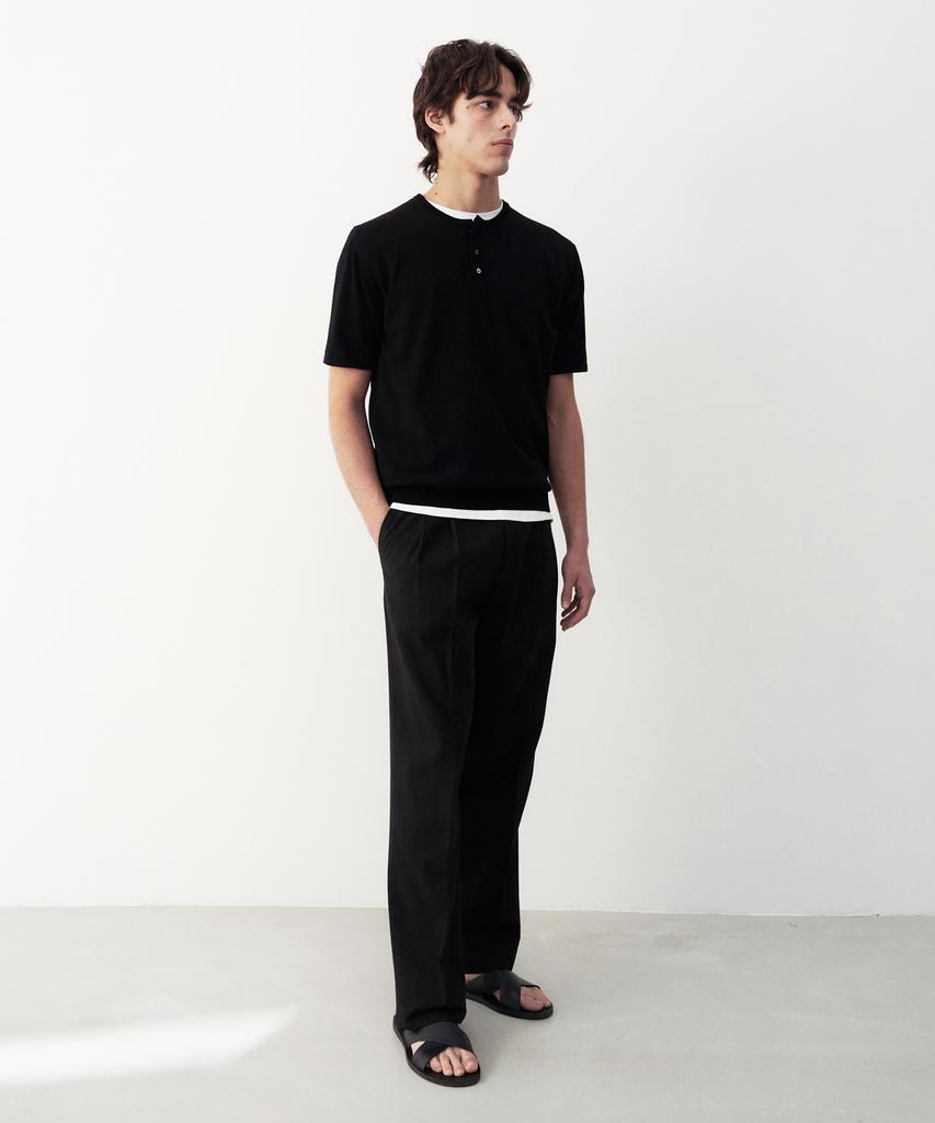 Jeilium Revo Summer Essential Henley Neck Half Knit Black (Dry Touch)