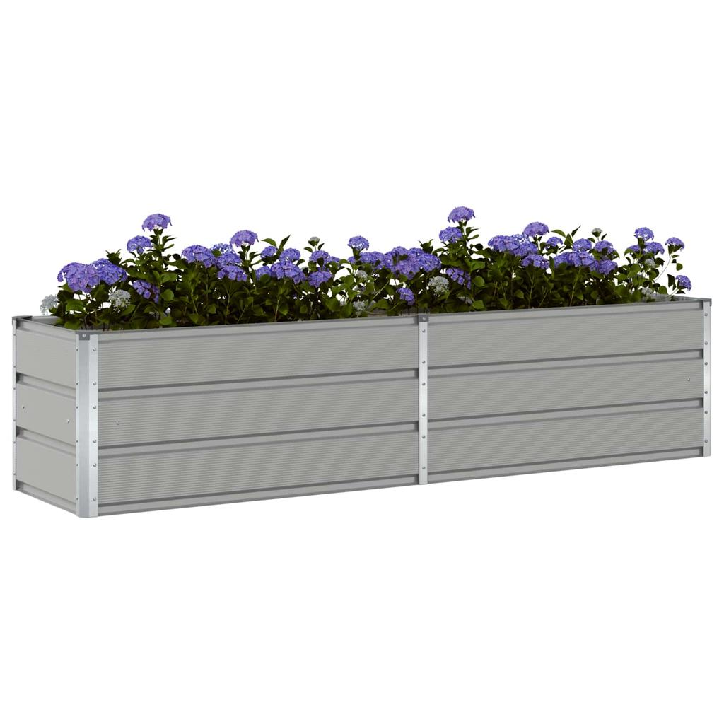 Planting Trough Light Grey 195 X 50 X 45 Cm Galvanized Steel