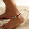 New Fashion Boho Black Wax Thread Adjustable Chain Anklet Women Summer Beach Barefoot Ankle Imitation Pearl Pendant Foot Jewelry