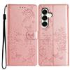 For Samsung Galaxy M36 5G Wallet Phone Case Butterfly Floral Imprint Leather Flip Cover with Strap