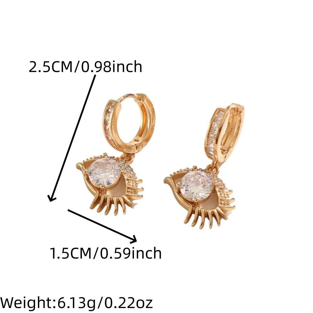 1 Pair Fashion Zirconia Eye Dangle Earrings for Women Golden Earring Jewelry Wedding Party Accessories