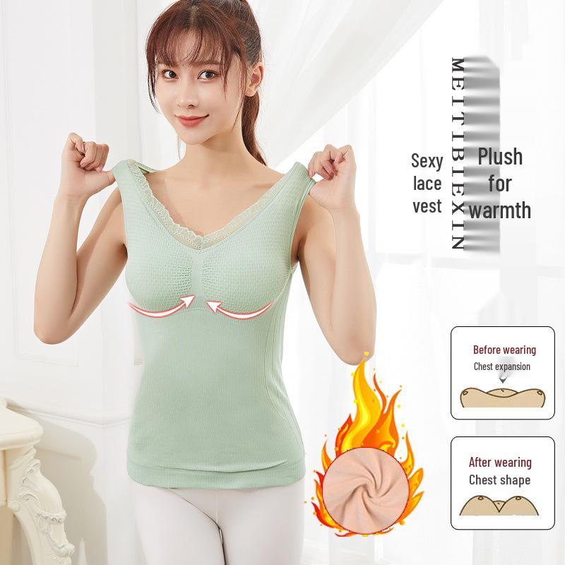 Women's Warm Autumn/Winter Fleece-Lined Elastic Vest with Chest Pads