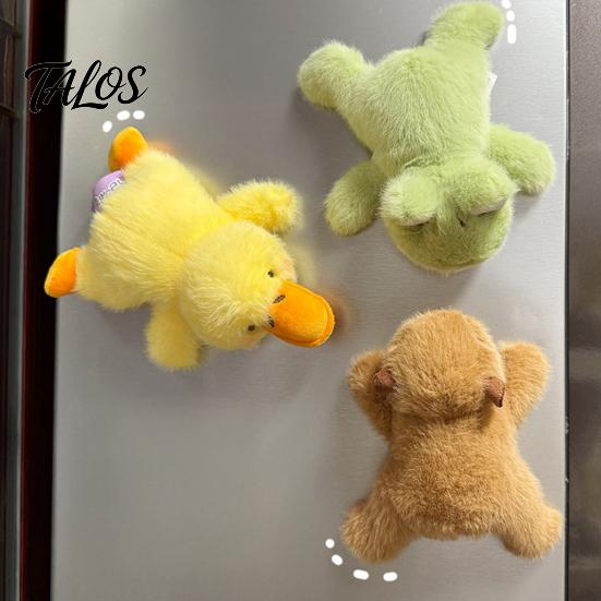 Talos Plush Animal Fridge Magnet Decoration, Magnetic Stuffed Car Ornament, Dog Frog Horse Duck Shape Refrigerator