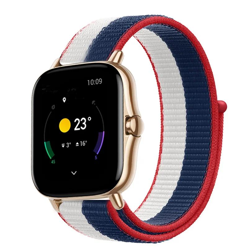 20mm/22mm Nylon Loop watch band For Amazfit GTS/4/2e/3/GTS2 Mini/GTR 4/3 pro/47mm/GTR2/2e/stratos Bracelet Amazfit bip-u strap