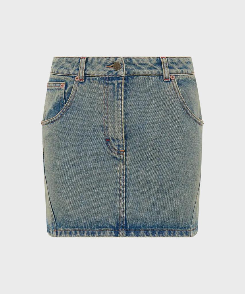 MARINE SERRE (W) Moon Laser Denim Mini Skirt Light Beige