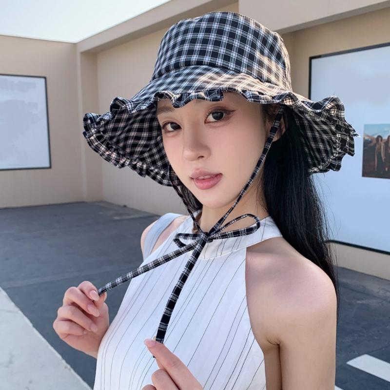 Stylish Unisex Wide Brims Sun Hat With Classical Checkered Pattern Fisherman Hat For Outdoor Activity And Daily Wear