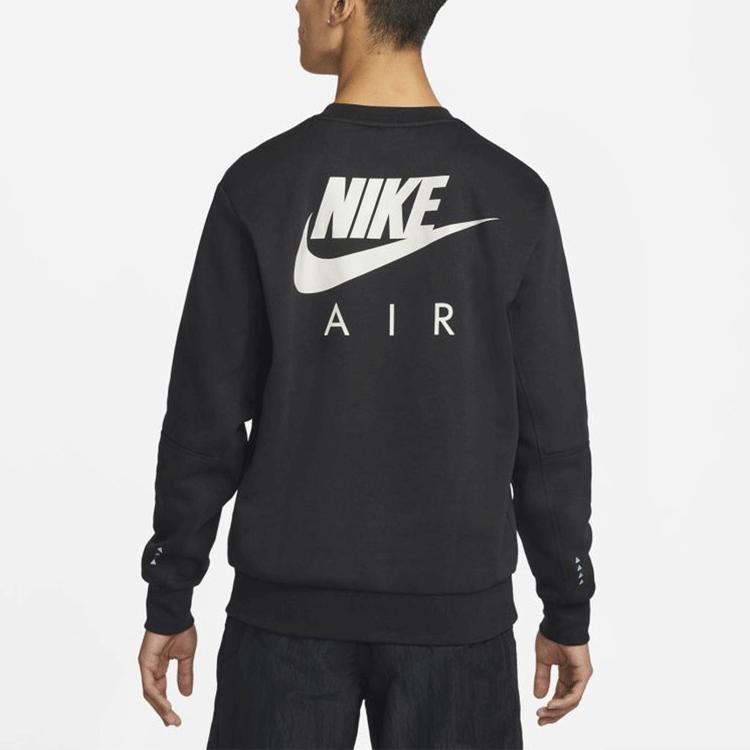 Nike Brushed Back Fleece Crew Sweatshirt With Letter Logo Print Men Tops Black DM5208-010
