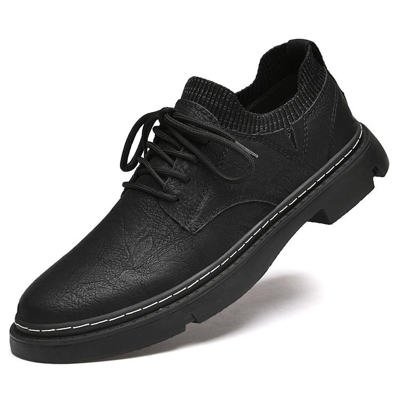 

Spring and Autumn casual small leather shoes two-layer cowhide low-top tooling shoes retro car stitching heightened 6CM board 39