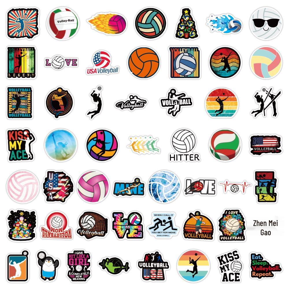 100 Cross-border Volleyball Graffiti Stickers for Phones, Skateboards & Luggage - Waterproof & Decorative