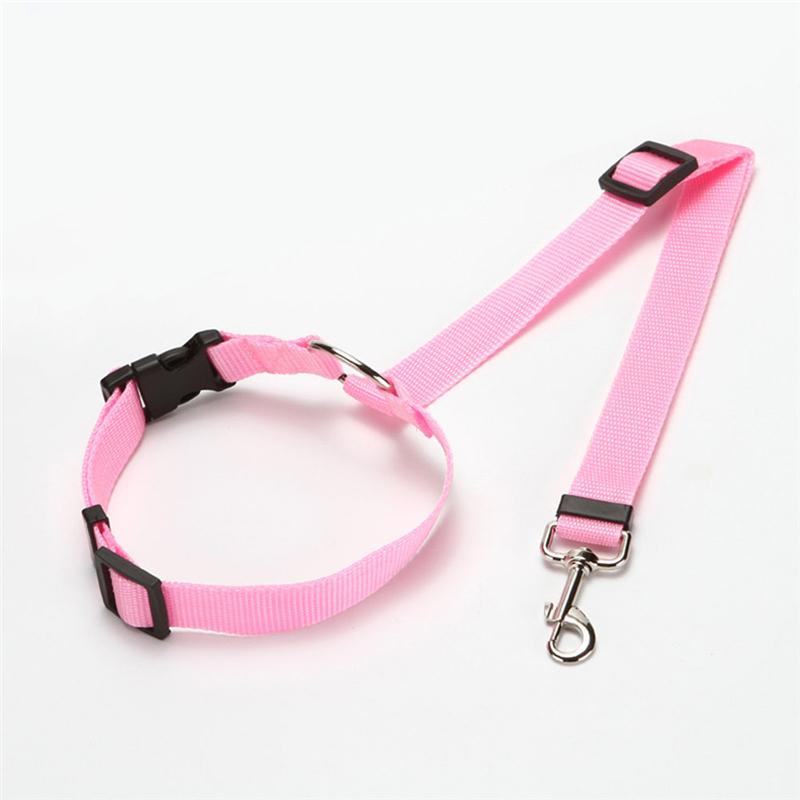 Nylon Safety Belt for Dogs Solid Color Pet Car Seat Belt Two-in-one Leash Adjustable Dog Harness Collar Products Pet Accessories