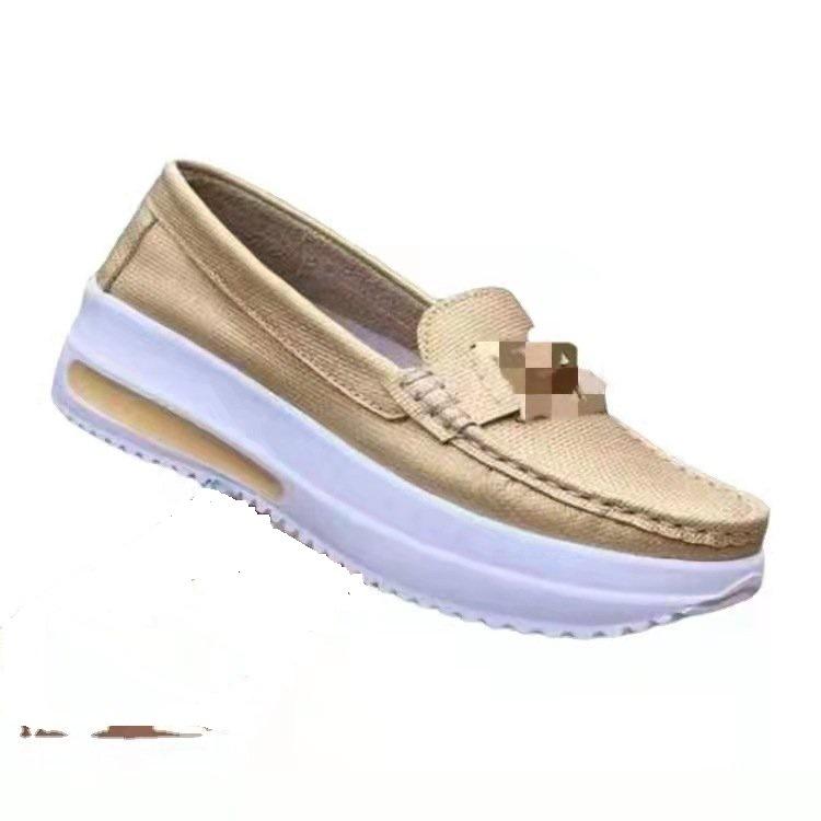 New Casual Single Shoes Women's Autumn Solid Color Round Head Low-top Belt Buckle European and American Soft-soled Shoes Doudou Shoes