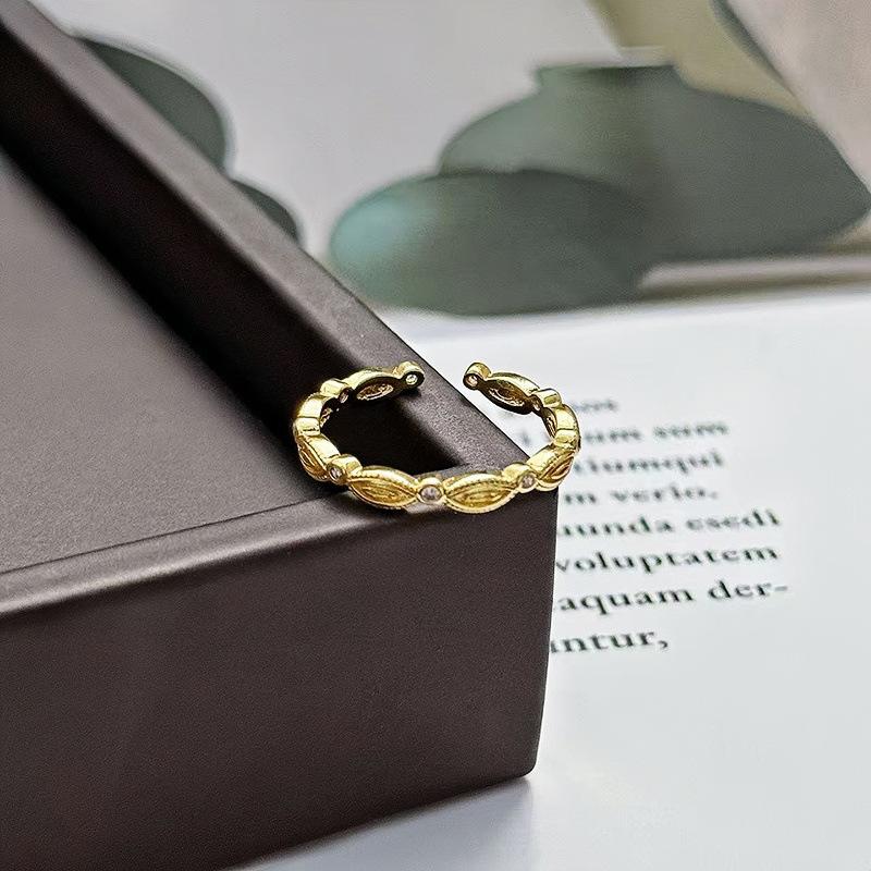 Medieval French Retro Full Diamond Open Ring Fashion High Sense Temperament Niche Design Exquisite Diamond Accessories Women