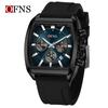 Herren Square Chronograph Armbanduhren Silikon-/Netzarmband, Luxuriöse Stilvolle Analoge Uhr für Arbeit & Streetwear