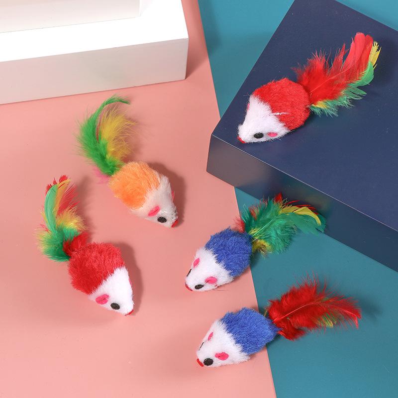 5pcs 1pcs Plush Catmint Simulation Mouse Cat Pet Teasing Interactive Toy For Kitten Gifts Supplies Random Color