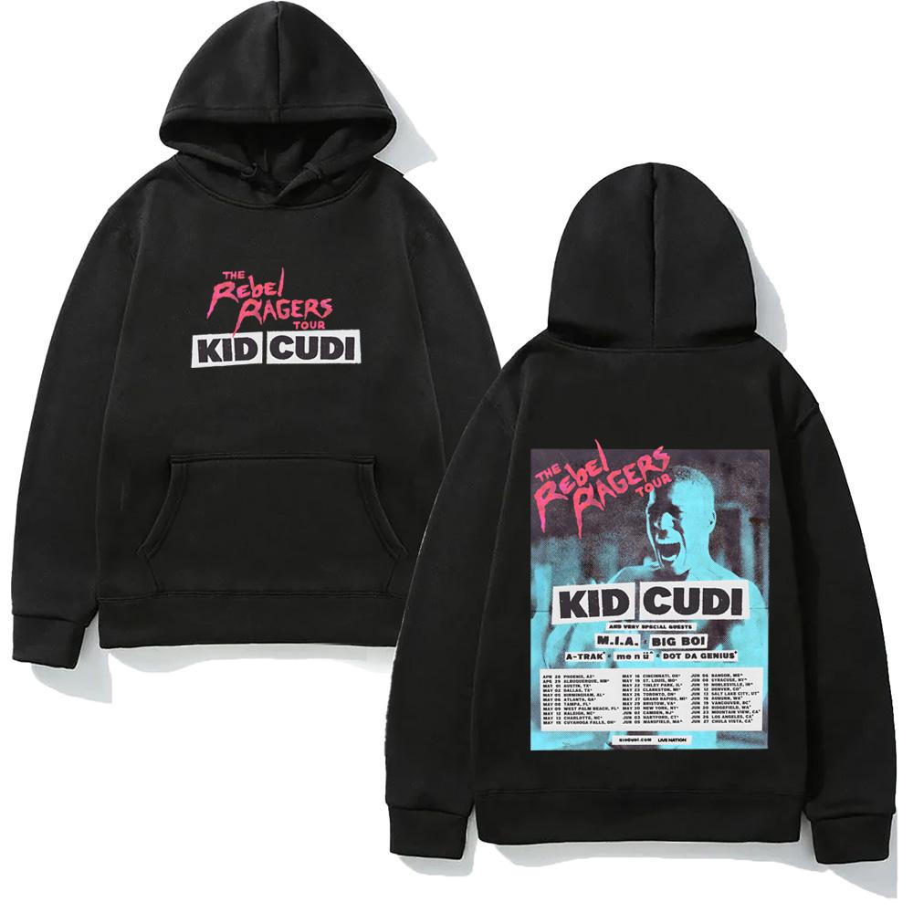 2026 New Print Kid Cudi Tour 2026 Hoodie THE REBEL RAGERS TOUR Harajuku Aesthetic Hoody Classic Soft Punk Hooded Pullovers Fleece XS