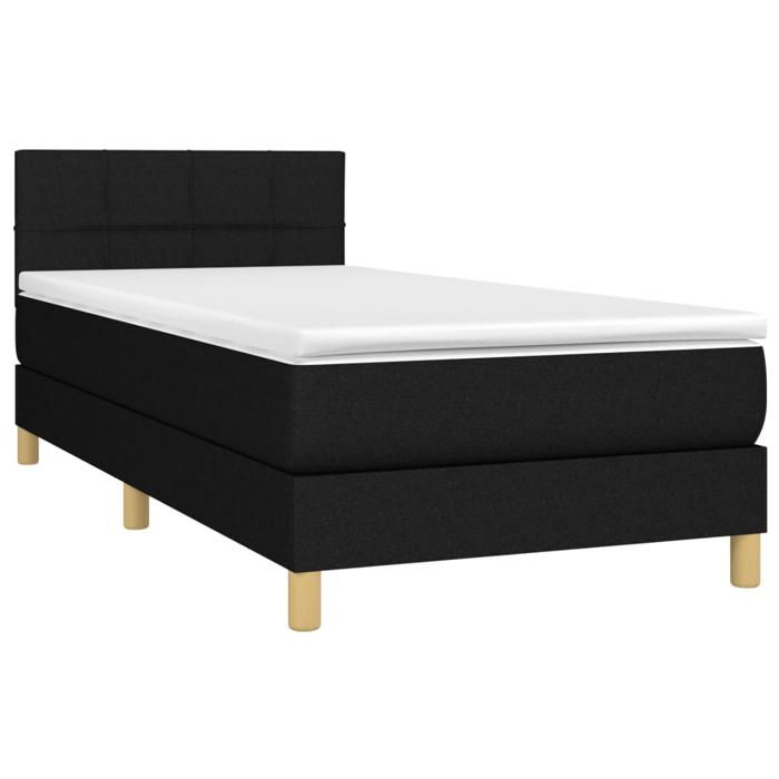 Lit avec matelas - Maison Exclusive - Noir - 90x200 cm - Tête de lit réglable - Tissu durable