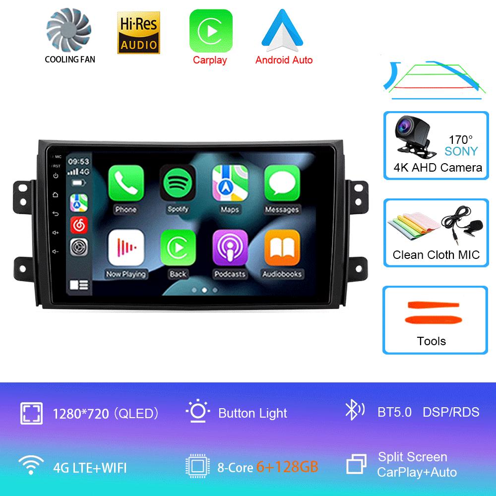 Car Radio Android 14 Carplay for Suzuki SX4 2006-2013 Fiat Sedici 2005-2014 Navigation Multimedia Video Player Audio 2din Stereo
