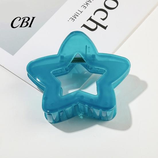 Durable Hair Claw Clip for Women, Transparent with Elastic Stable Teeth, For Short Hollow Star Design Secure Hold Half Ponytail