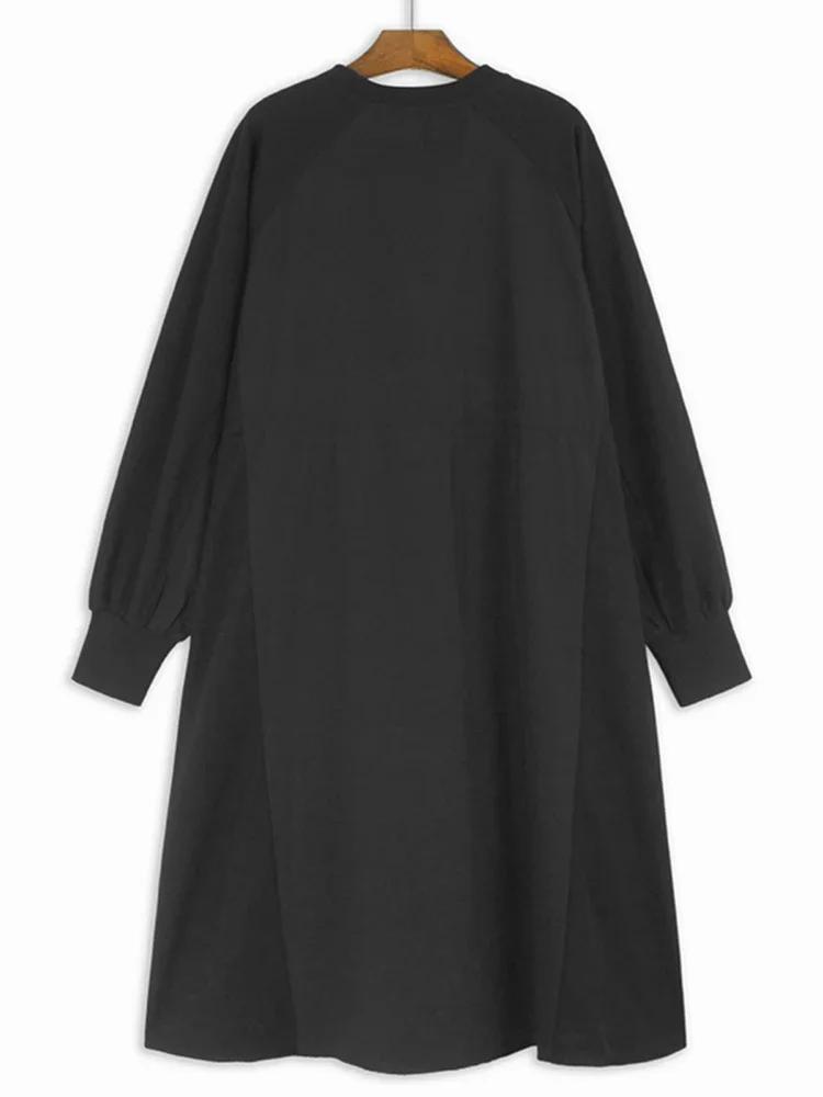 Xitao Einfarbig O-Ausschnitt Bandage Patchwork Kleider GJ1083