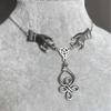 Original Design Sliver Color Both Hands Hollowed-out Celtic Knot Pendant Necklace for Women Halloween Party Gothic Witch Jewelry