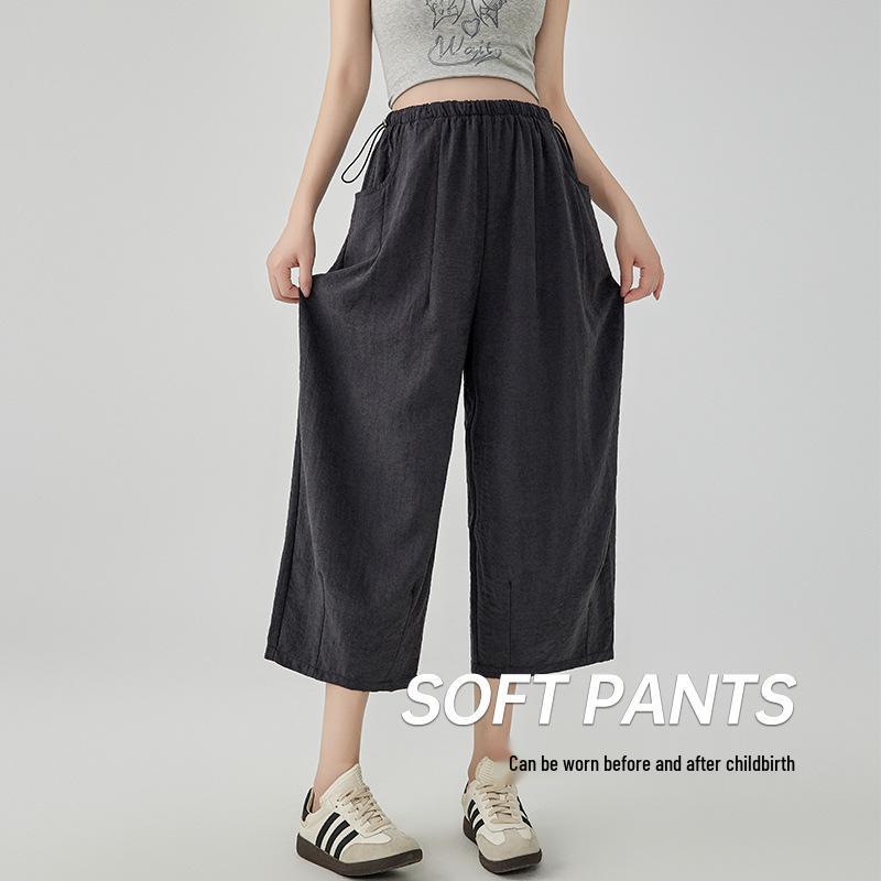 Summer 2026 Maternity Wide-Leg Pants - Lightweight, No Belly Constriction, Petite Fit 3XL