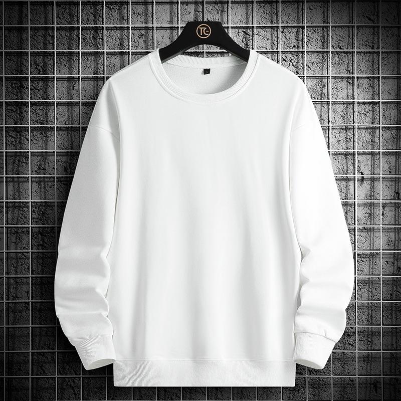 Rundhalspullover aus reiner Baumwolle für Herren und Damen, Herbst, einfarbig, lockere, große Größe, lässige Sportjacke, Langarm-T-Shirt