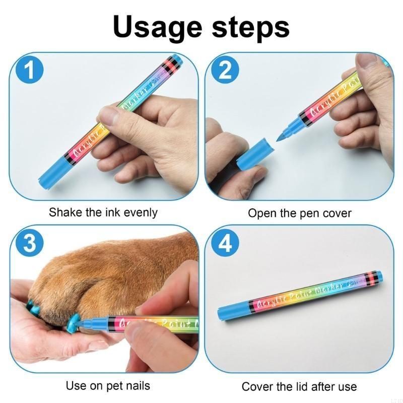 L74D 12 Couleurs Marqueurs Lavables pour Colorier les Animaux pour Chiens Chats Stylos d'Art Ensemble Brosse de Toilettage pour Chats Fournitures pour Animaux