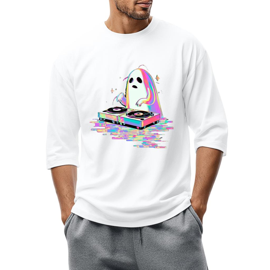 Men'S Round Neck Three-Quarters Sleeve Top Casual Fashion T-Shirt