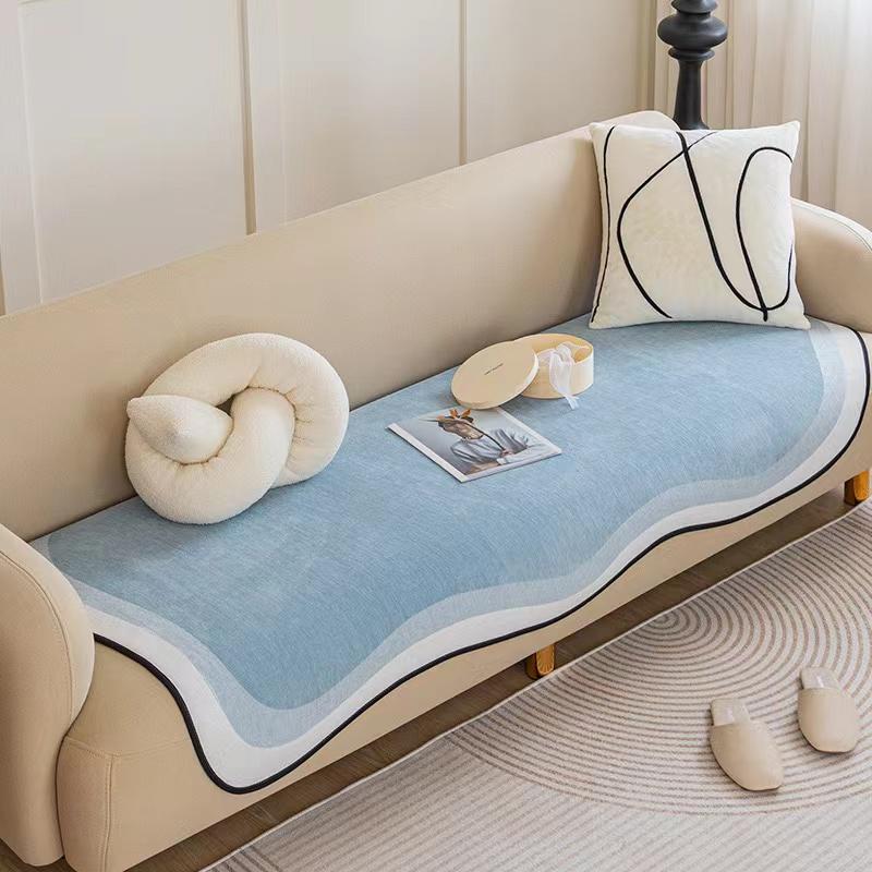 Solid Color Chenille Anti-cat Scratch Sofa Cover Non-slip Universal Sofa Towel Floor Mat Pet Dog Kids Mat Protector Mat