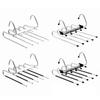 Stainless Steel Folding Clothes Rack Multifunction Telescopic Pants Hanger Space Saving Multi-Layer Pants Rack for Home Storage